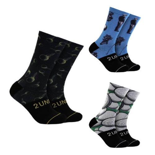 2UNDR Flex Printed Crew 3 Pack Golf Socks - 26 Men