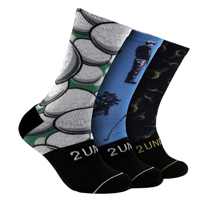 2UNDR Flex Printed Crew 3 Pack Golf Socks - 26 Men