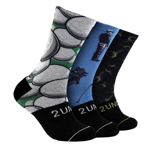 2UNDR Flex Printed Crew 3 Pack Golf Socks - 26 Men