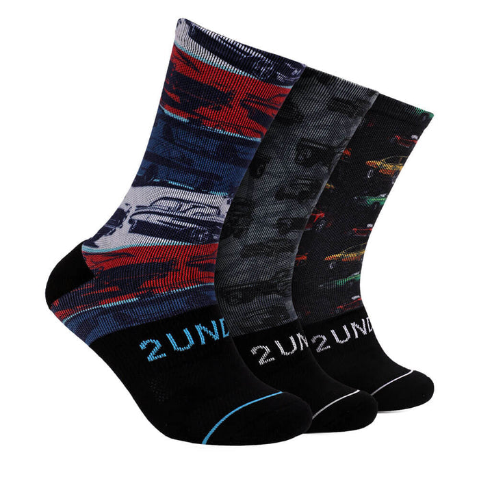 2UNDR Flex Printed Crew 3 Pack Golf Socks - 26 Men