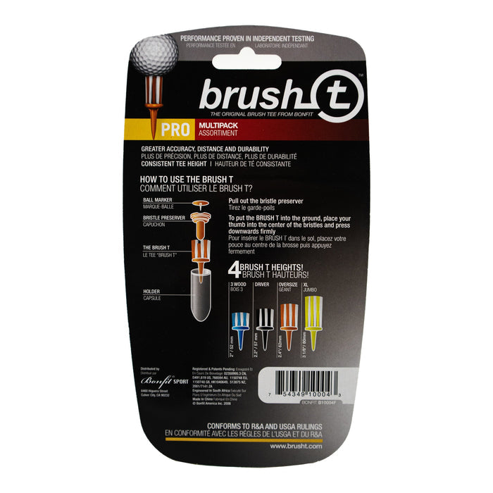 BRUSH-T Pro Combo 4 Pack, Premium Plastic Golf Tees | 3 Wood, Driver, Oversize, XLT