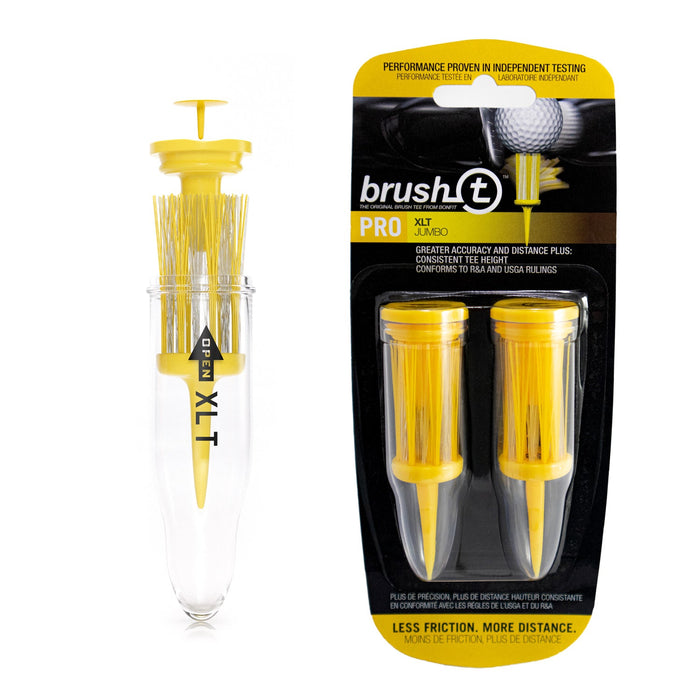 BRUSH-T XLT, Premium Plastic Golf Tees, 3 1/8", Yellow (2 Pack)