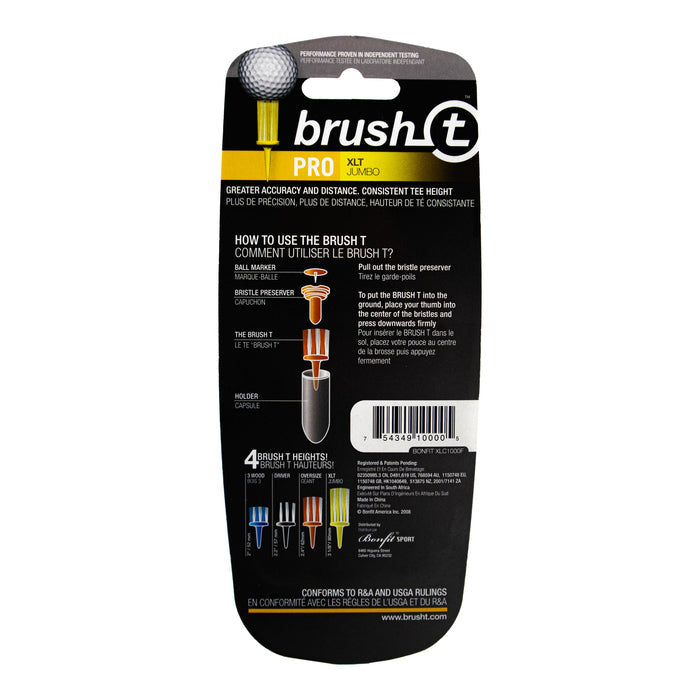 BRUSH-T XLT, Premium Plastic Golf Tees, 3 1/8", Yellow (2 Pack)