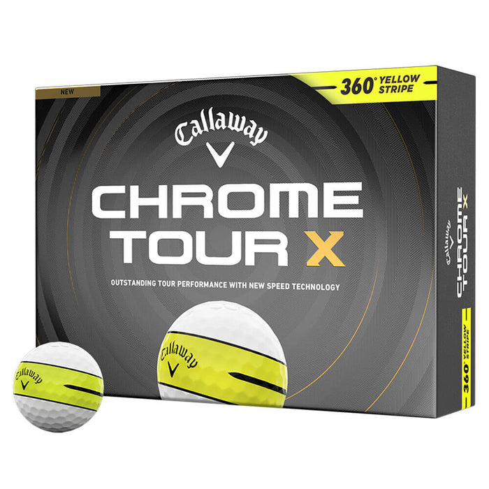 Callaway Chrome Tour X 360 Yellow Stripe Golf Balls