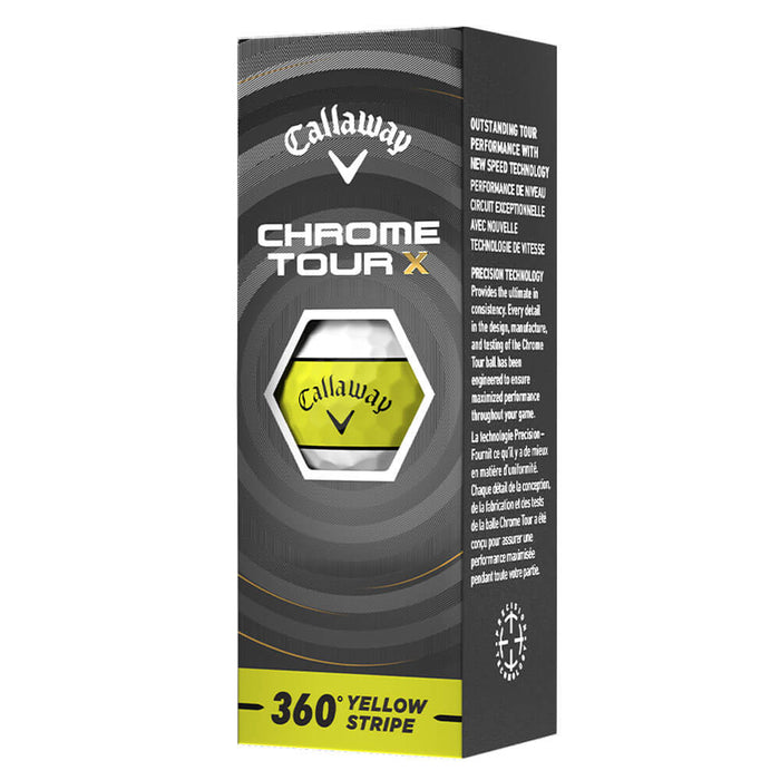 Callaway Chrome Tour X 360 Yellow Stripe Golf Balls