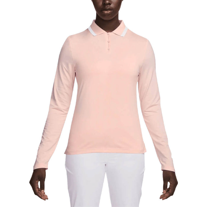 Nike Dri-FIT UV Tour LS Golf Polo Washed Coral/White/Black - SP25 Women