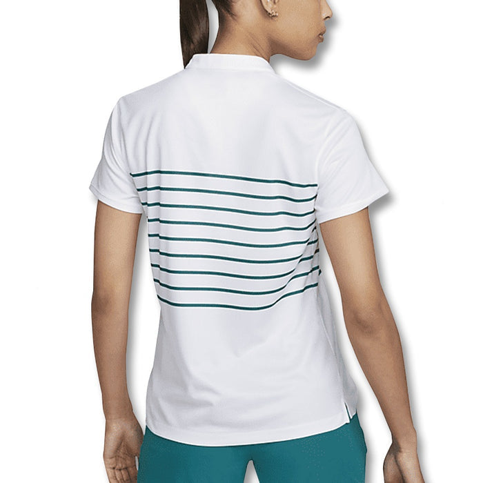 Nike Dri-FIT Victory Striped Golf Polo White/Bright Spruce - SS22 Women