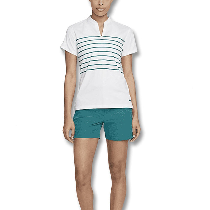 Nike Dri-FIT Victory Striped Golf Polo White/Bright Spruce - SS22 Women