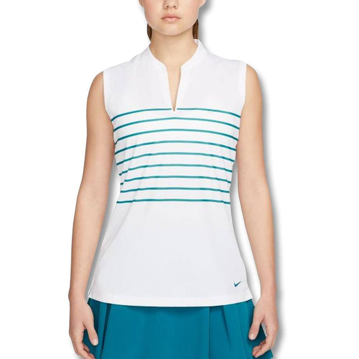 Nike Dri-FIT Victory Striped Golf Polo White/Bright Spruce - SS22 Women