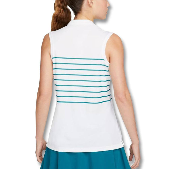 Nike Dri-FIT Victory Striped Golf Polo White/Bright Spruce - SS22 Women