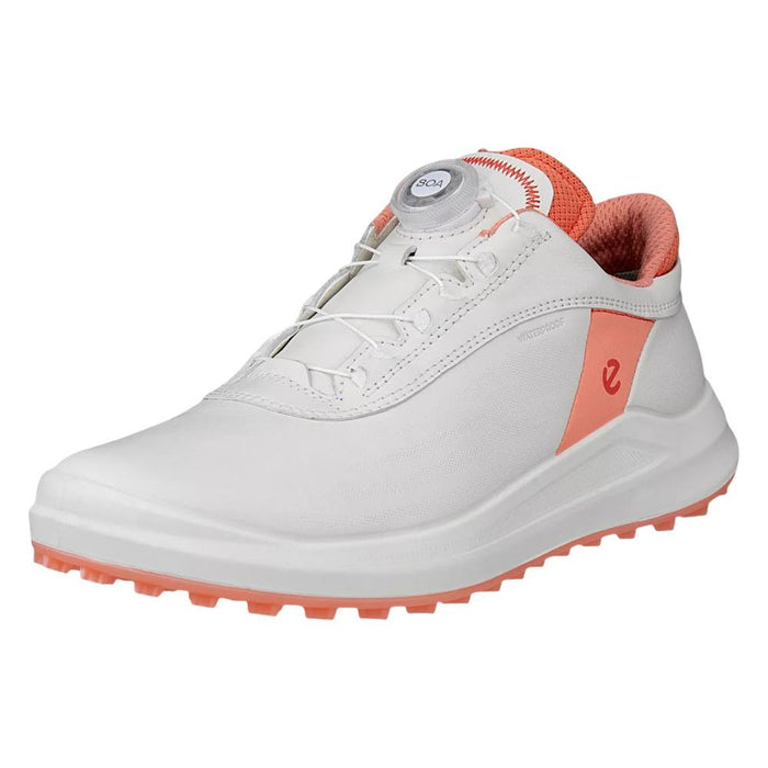 ECCO Core BOA Spikeless Golf Shoes White/Burnt Coral - 26 Women
