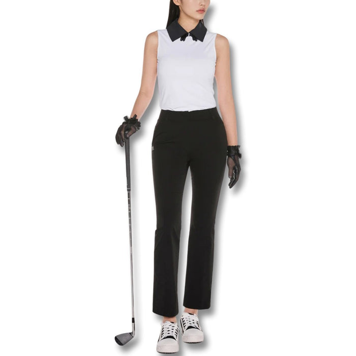 Fairliar Big Collar Ribbon Sleeveless Golf Polo White - SS25 Women