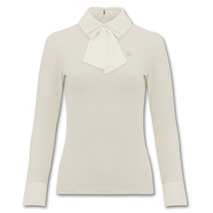 Fairliar Chiffon Ribbon Collar Golf Polo Beige - FW23 Women