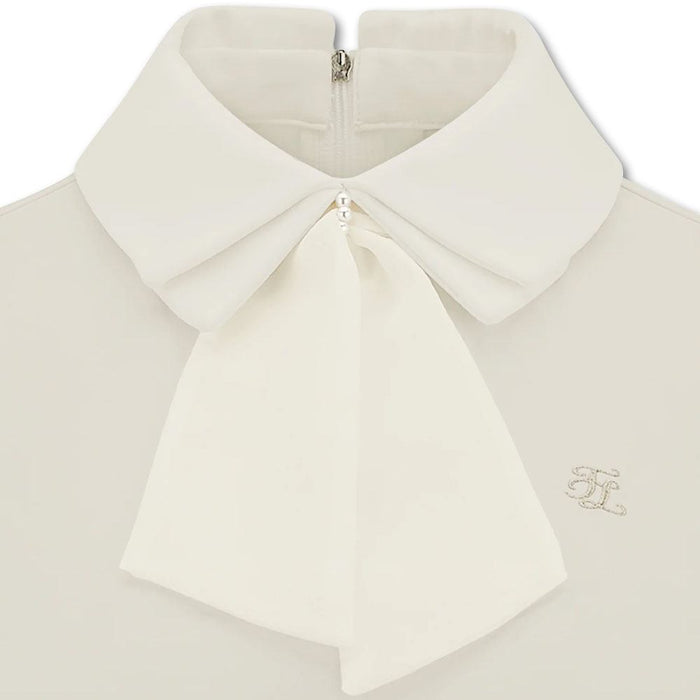 Fairliar Chiffon Ribbon Collar Golf Polo Beige - FW23 Women