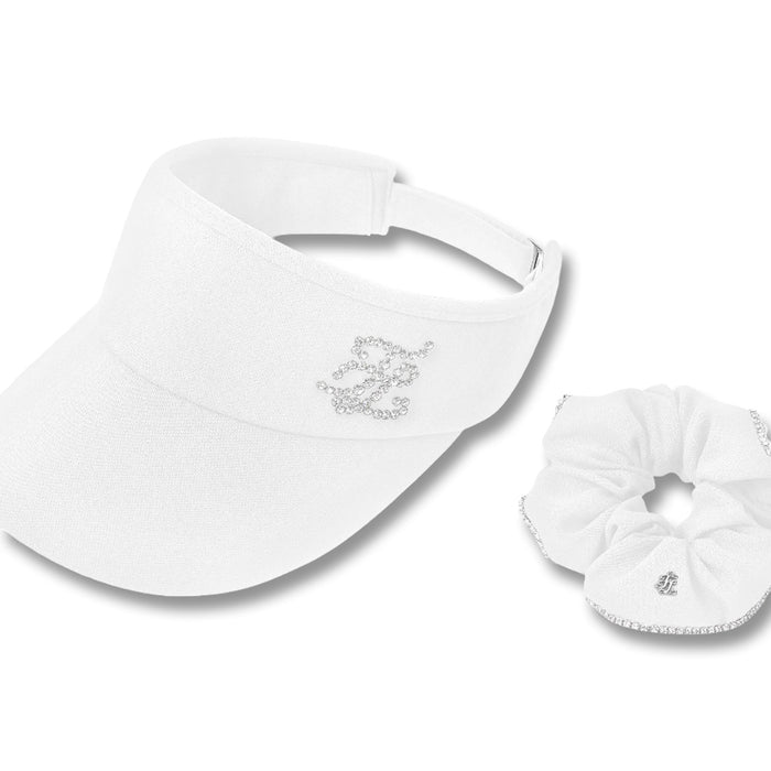 Fairliar Crystal Scrunch Wide Golf Visor Ivory - SS25 Women