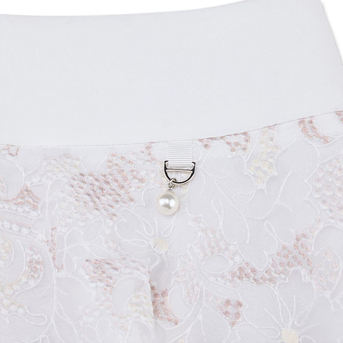 Fairliar Flower Lace Flare Golf Skirt White - SS26 Women