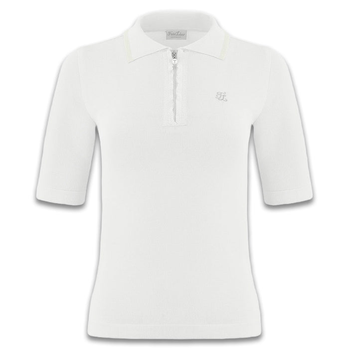 Fairliar Front Ruffle Collar Knit Golf Pullover White - FW24 Women