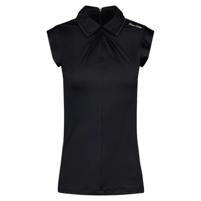 Fairliar Front Shirring Sleeveless Golf Polo Black - SS25 Women