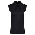 Fairliar Front Shirring Sleeveless Golf Polo Black - SS25 Women