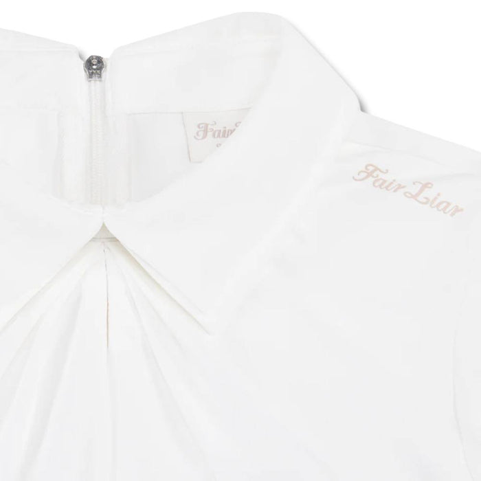 Fairliar Front Shirring Sleeveless Golf Polo White - SS25 Women
