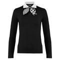 Fairliar Gingham Detachable Ribbon Golf Polo Black - FW24 Women
