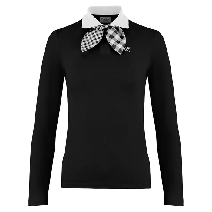Fairliar Gingham Detachable Ribbon Golf Polo Black - FW24 Women