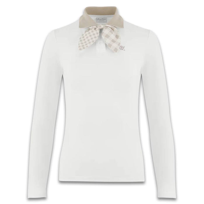 Fairliar Gingham Detachable Ribbon Golf Polo White - FW24 Women