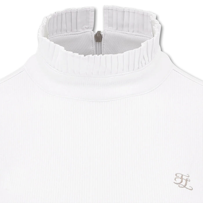 Fairliar Half High-Neck Ruffle Golf Mock White - FW23 Women
