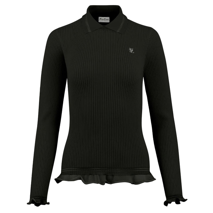 Fairliar Lace Collar Liv Knit Golf Polo Black - FW23 Women