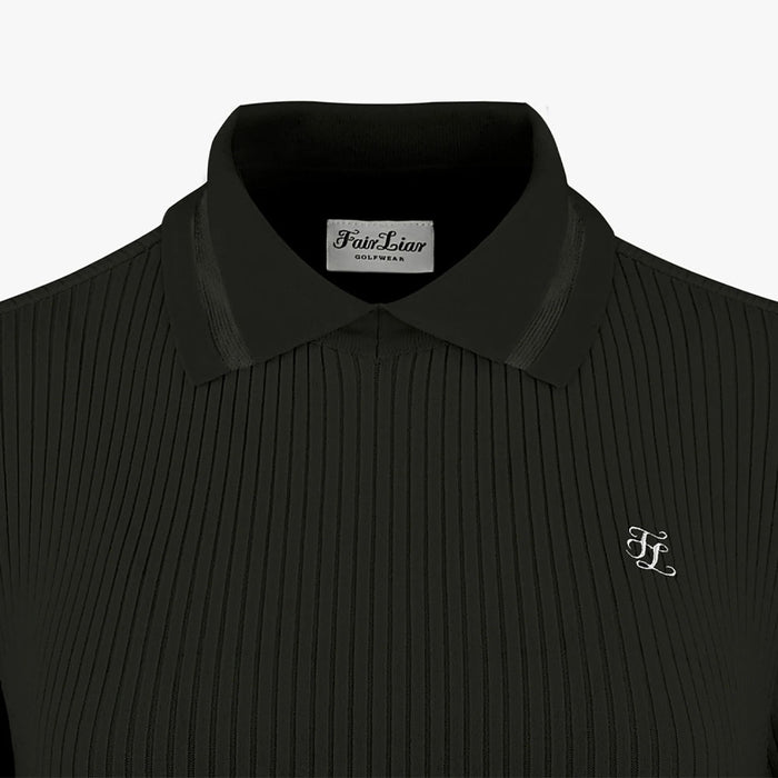 Fairliar Lace Collar Liv Knit Golf Polo Black - FW23 Women