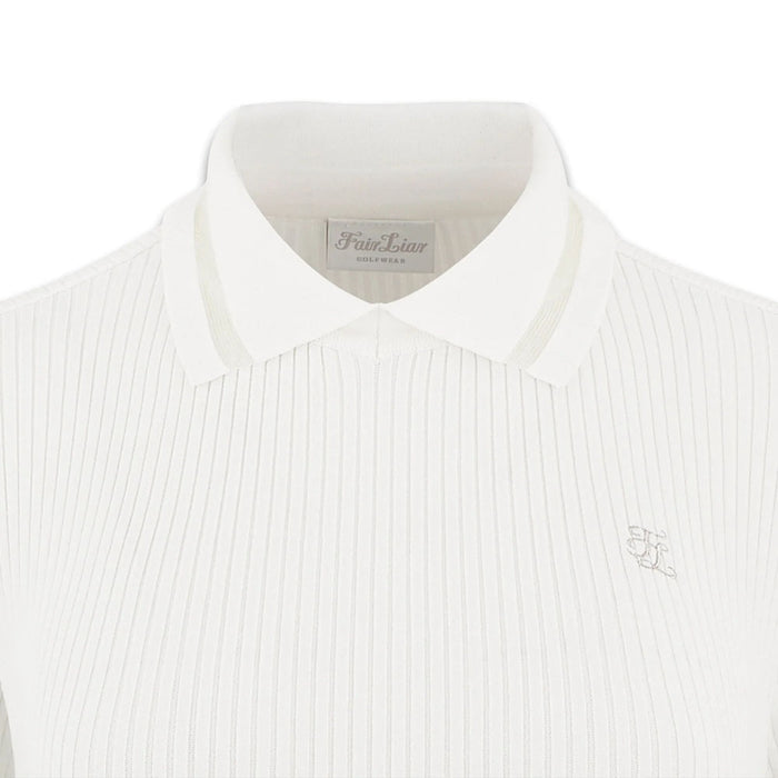 Fairliar Lace Collar Liv Knit Golf Polo White - FW23 Women
