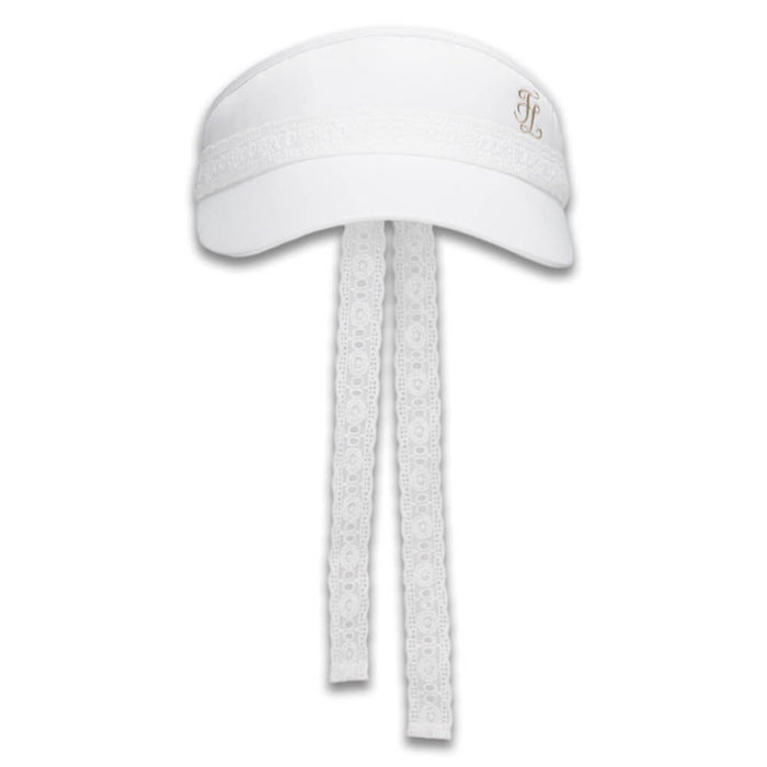 Fairliar Lace Scallop Ribbon Golf Visor White - SS26 Women