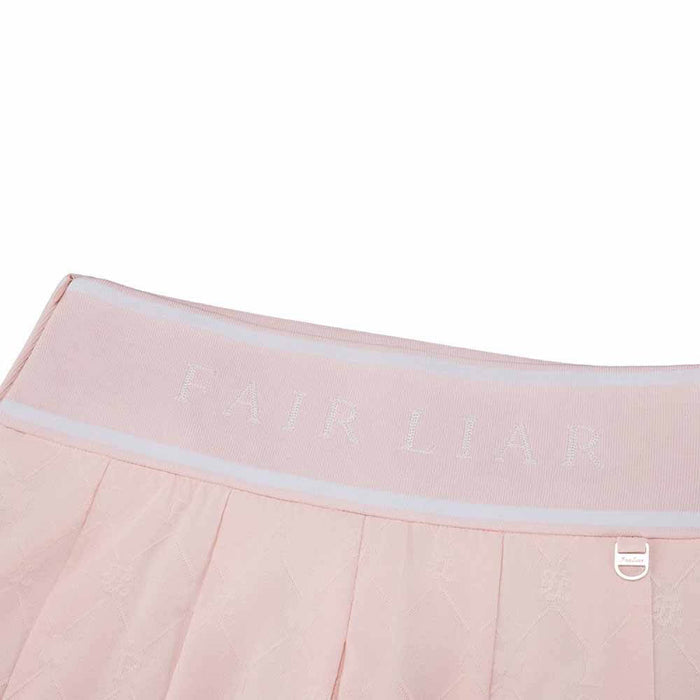 Fairliar Logo Jacquard Pleated Golf Skirt Coral - SS26 Women