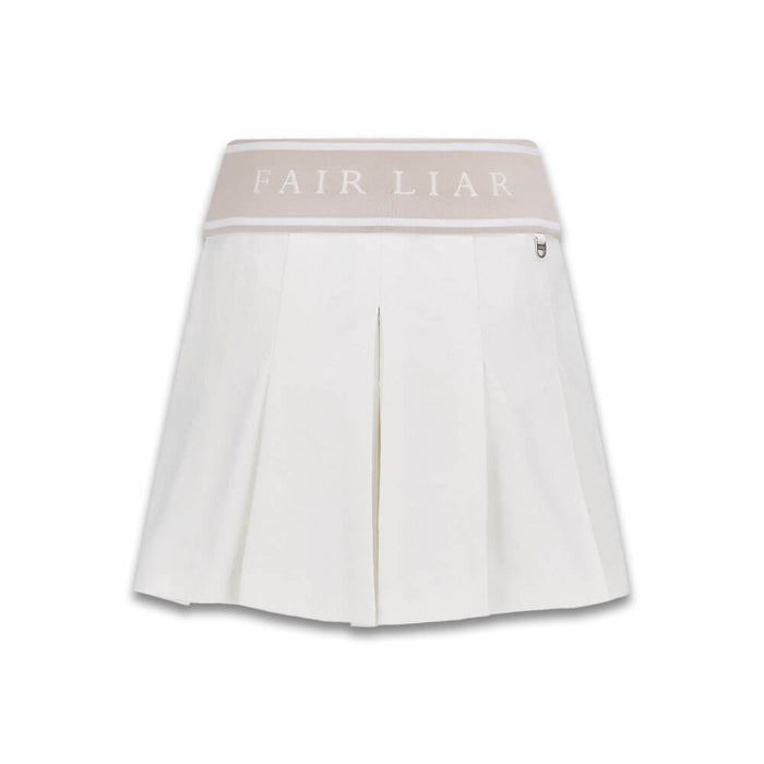 Fairliar Logo Jacquard Pleated Golf Skirt White - SS26 Women