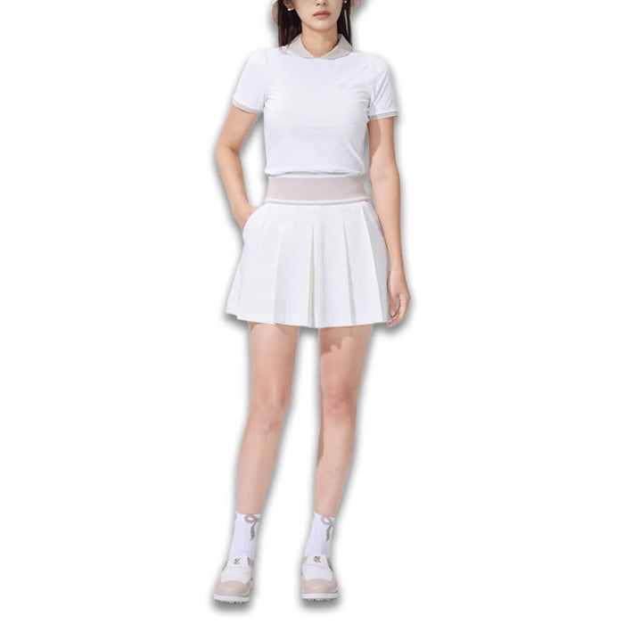 Fairliar Logo Jacquard Pleated Golf Skirt White - SS26 Women