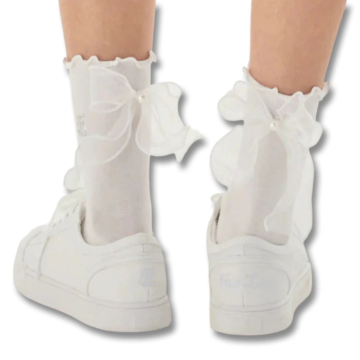 Fairliar Organza Ribbon Ankle Socks - 25 Women