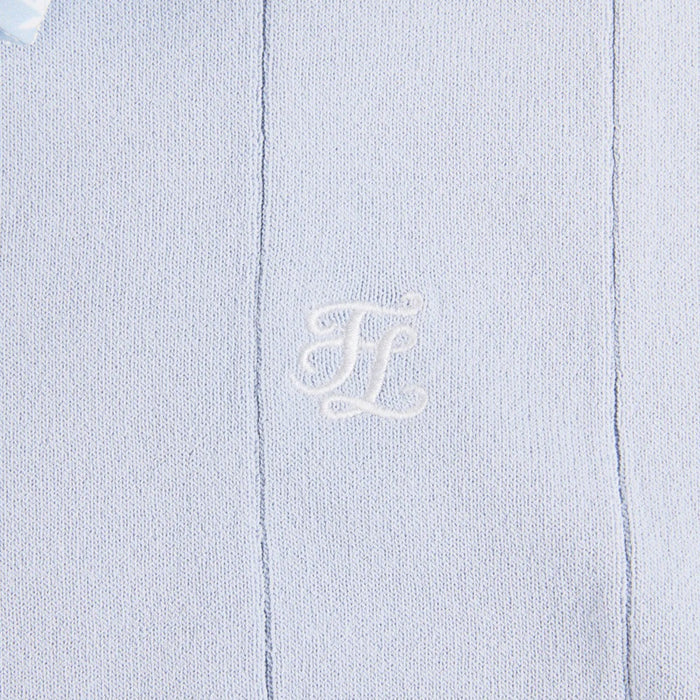 Fairliar Patterned Neck Ribbon Sleeveless Knit Golf Polo Blue - SS25 Women