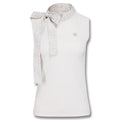 Fairliar Patterned Neck Ribbon Sleeveless Knit Golf Polo White - SS25 Women