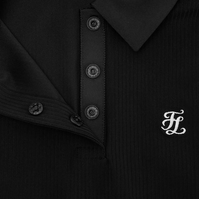 Fairliar Patterned Ribbon Detachable Golf Polo Black - SS25 Women