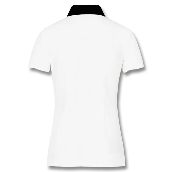 Fairliar Patterned Ribbon Detachable Golf Polo White - SS25 Women
