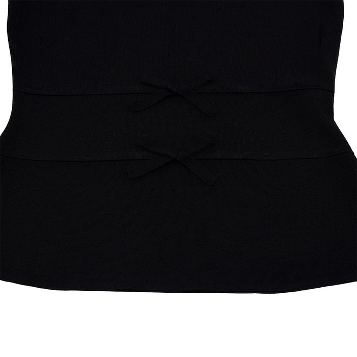 Fairliar Ribbon Point Sleeveless Knit Golf Polo Black - SS26 Women