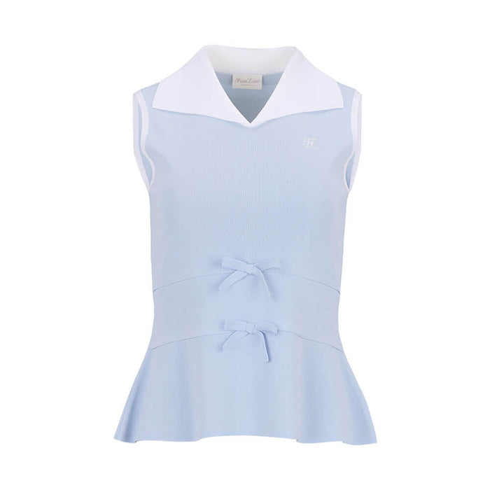 Fairliar Ribbon Point Sleeveless Knit Golf Polo Ceramic Blue - SS26 Women