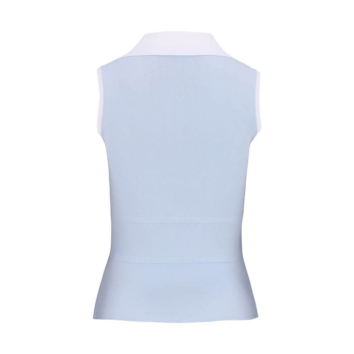 Fairliar Ribbon Point Sleeveless Knit Golf Polo Ceramic Blue - SS26 Women