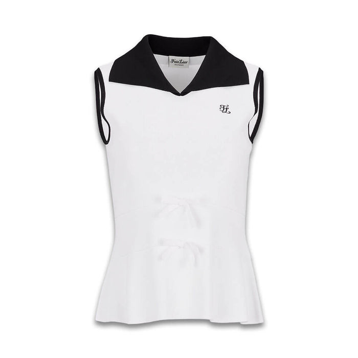 Fairliar Ribbon Point Sleeveless Knit Golf Polo White - SS26 Women