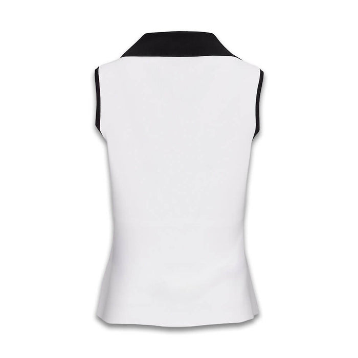Fairliar Ribbon Point Sleeveless Knit Golf Polo White - SS26 Women