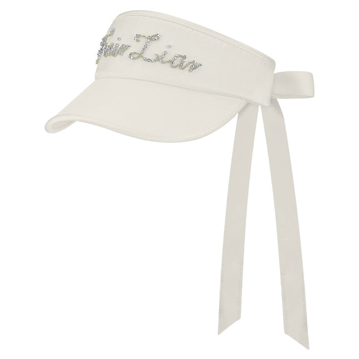 Fairliar Satin Beads Golf Visor Beige - 24 Women