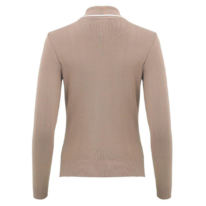 Fairliar Slim Line Detailed Collar Live Knit Golf Polo Beige - FW23 Women