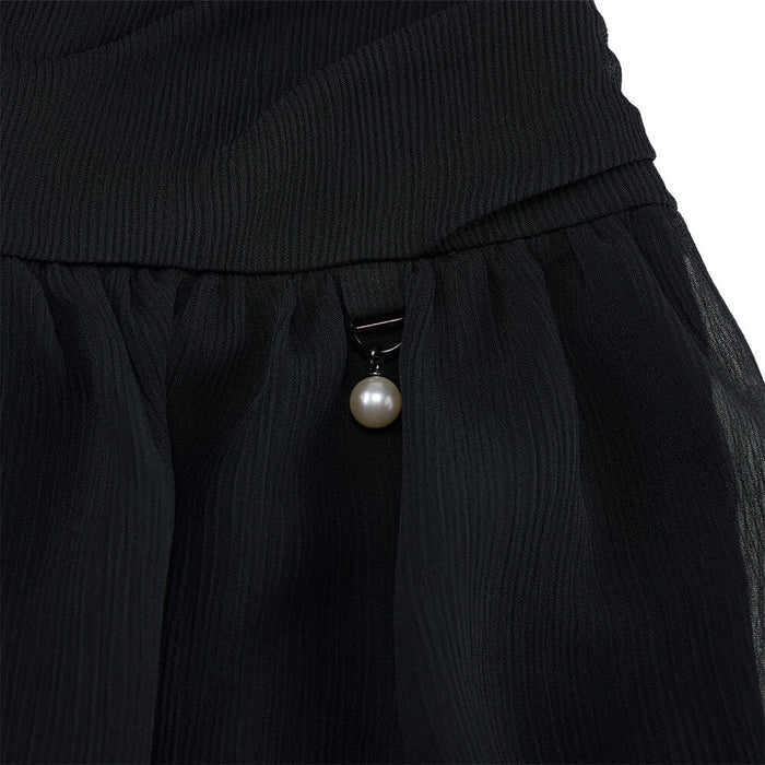 Fairliar Tulle Drape Golf Skirt Black - SS26 Women
