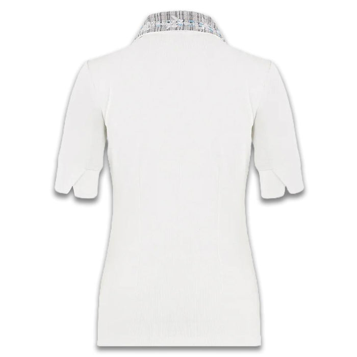 Fairliar Tweed Collar Shortsleeve Golf Polo White - SS24 Women