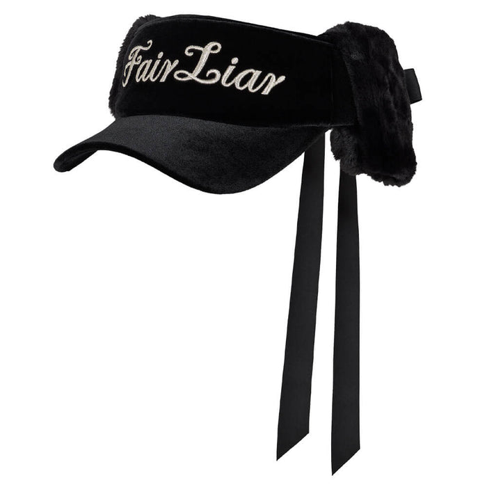 Fairliar Velvet Golf Visor with Ribbon Black - FW25 Women